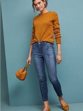 Pilcro and the Letterpress High-Rise Skinny Jeans in Blue